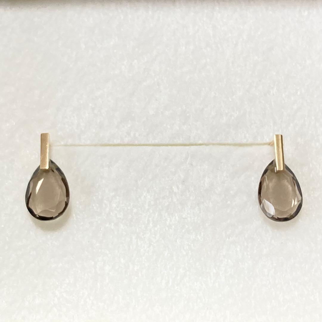 anq. K10 スモーキークォーツ ピアス 現行品