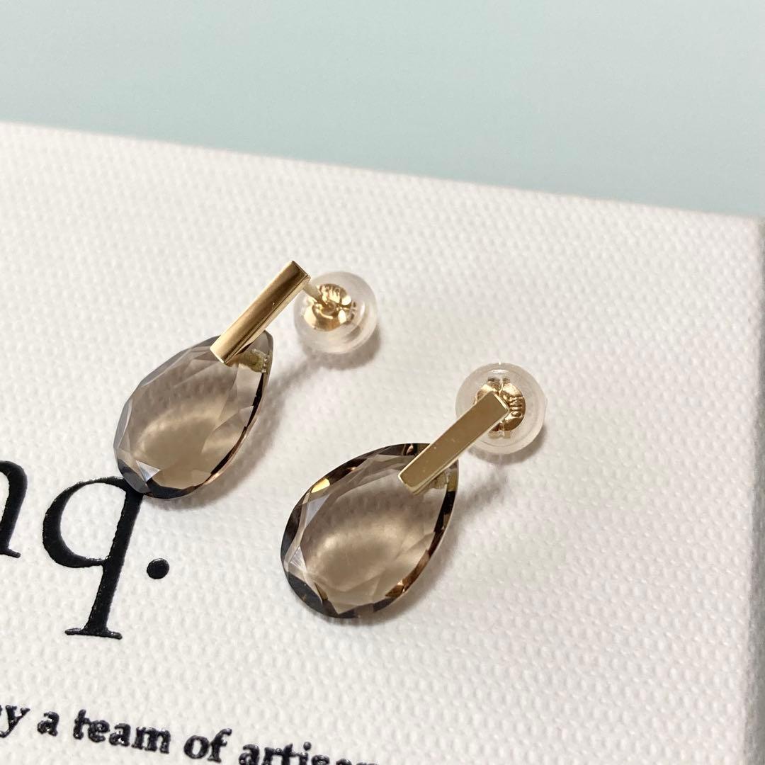 anq. K10 スモーキークォーツ ピアス 現行品