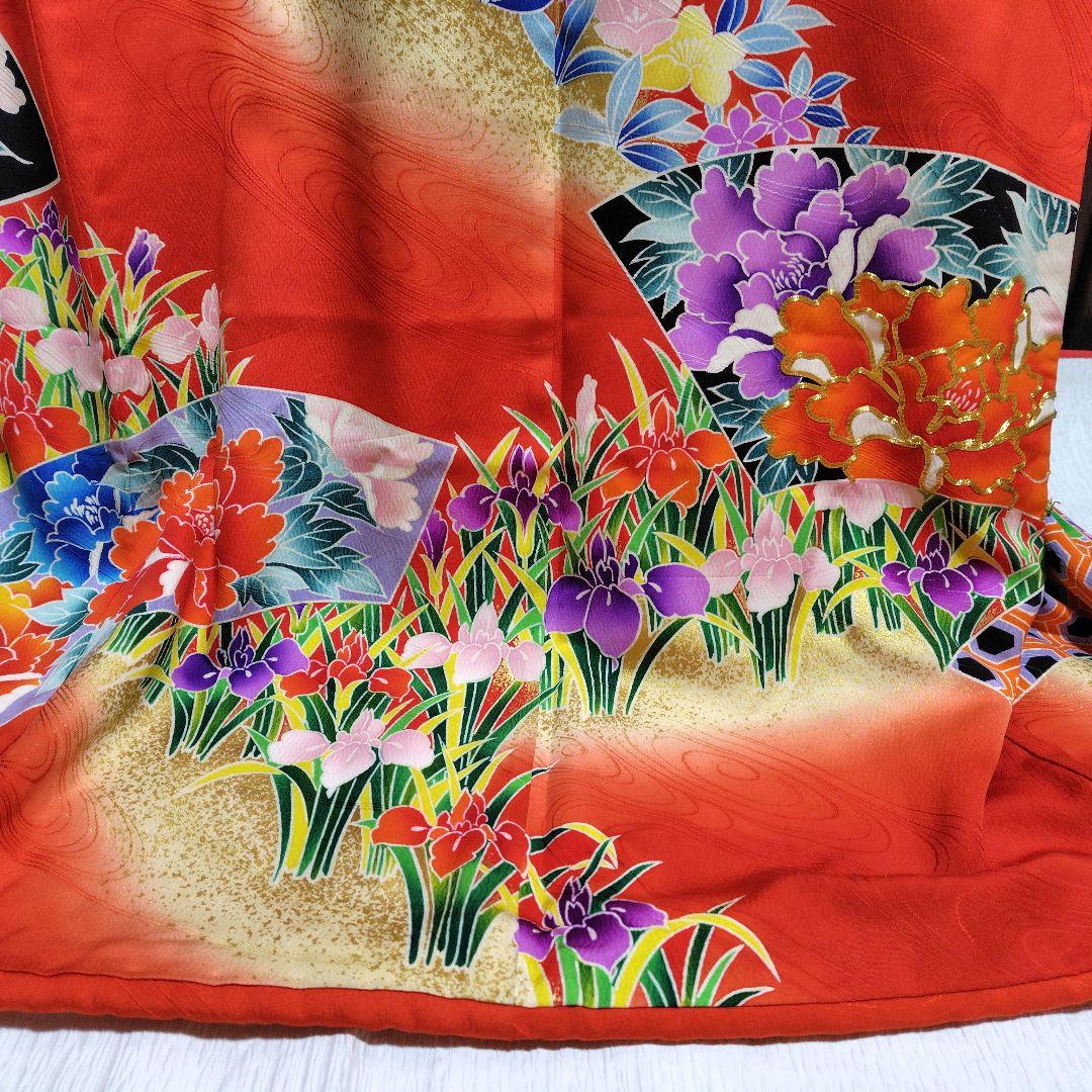 正絹　お引き摺り　お振袖　駒刺繍　暈し　美品