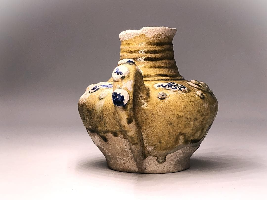 【 ペルシャ三彩ポット 】　パルメット文　９世紀　オリエント水注