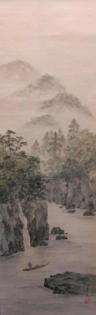 掛け軸 亀山秀景 谿山靑水 紙本 希少 軸装 茶道具 掛軸 美品 です。