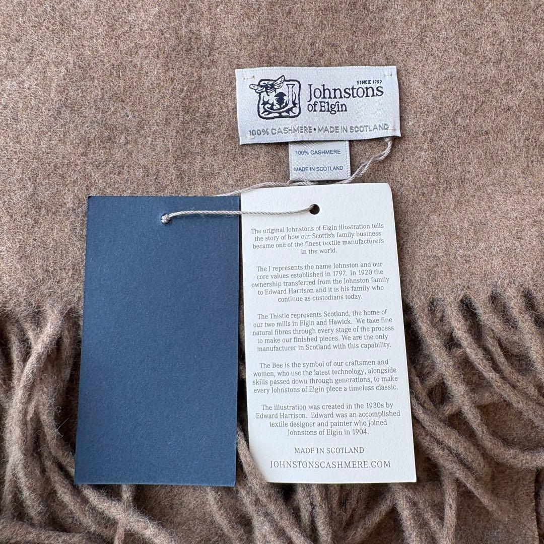 【未使用】ジョンストンズオブエルガン カシミヤ 大判ストール ベージュ 無地