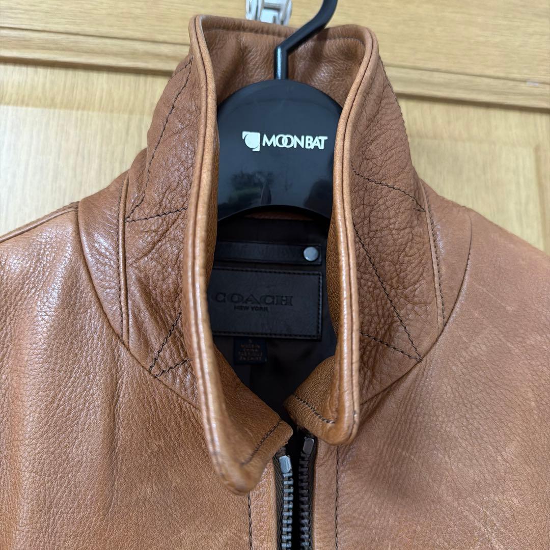 COACH ブラウン シングルライダースジャケット S 牛革