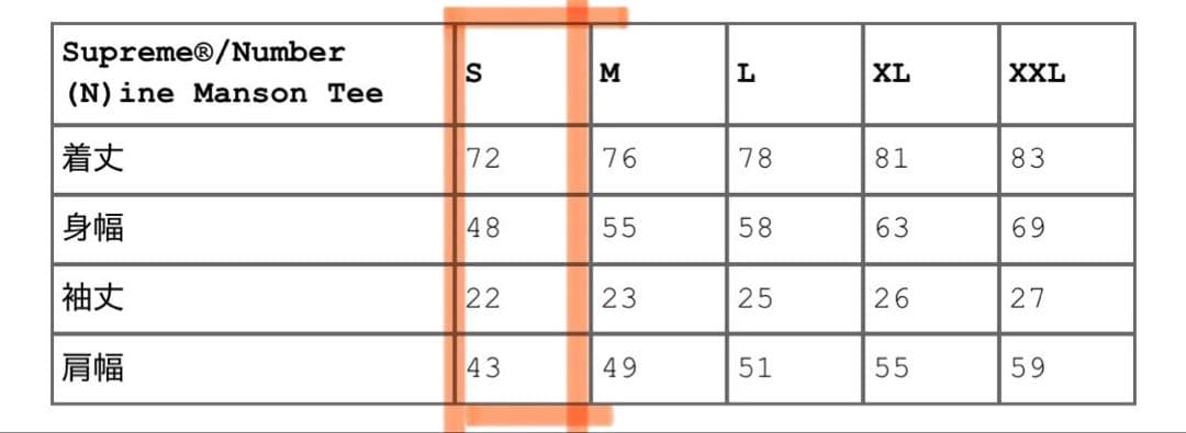 Supreme x Number (N)ine Manson Tee Sサイズ