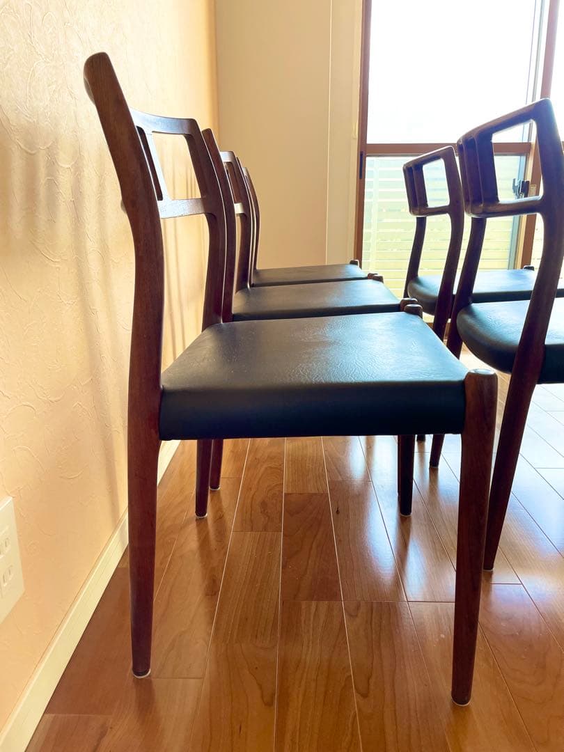ダイニングチェア4脚　デンマークニールス・モラー チーク材 椅子　大塚家具リペア