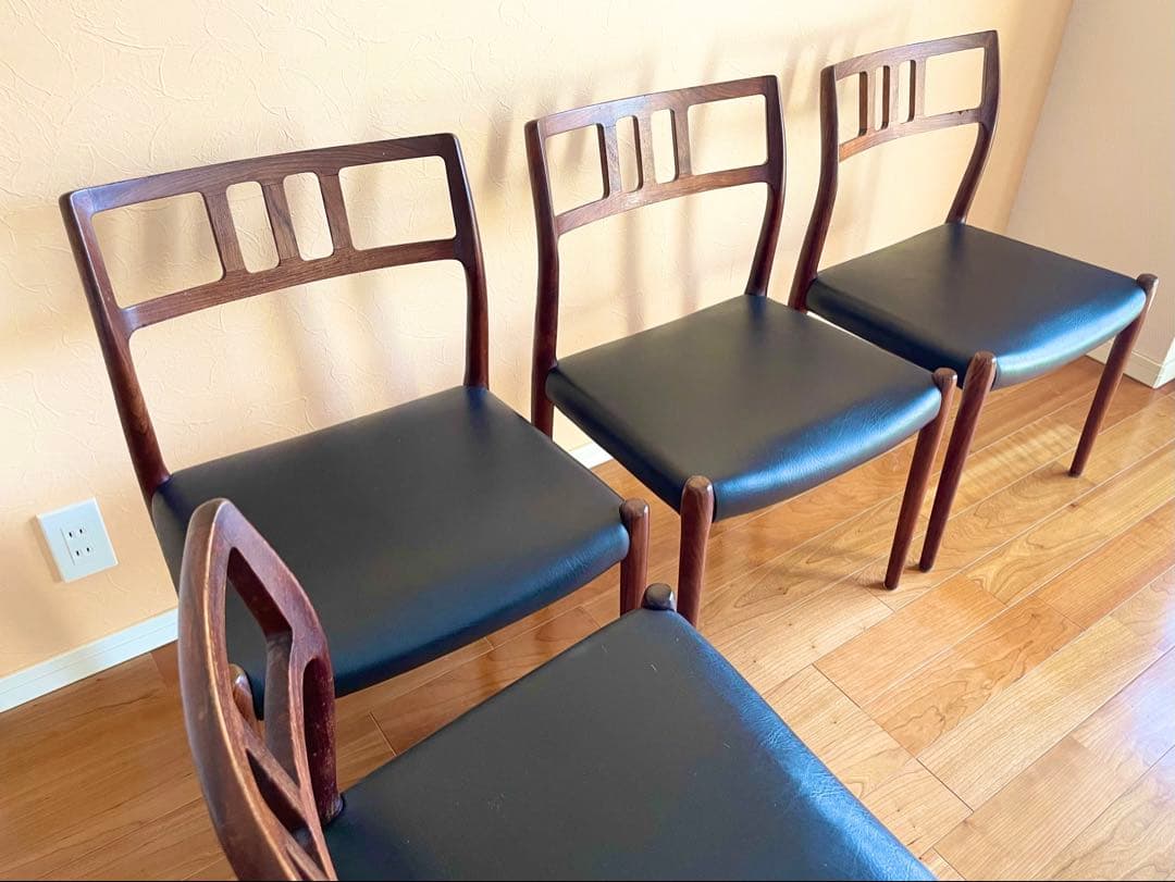 ダイニングチェア4脚　デンマークニールス・モラー チーク材 椅子　大塚家具リペア