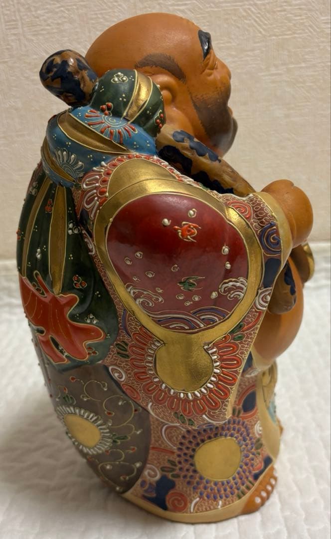 九谷焼　縁起物　特大　笑顔の福の神像 陶器製 45cm　アンティーク