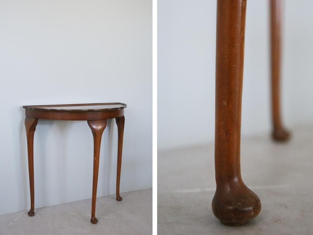 英国アンティーク猫脚コンソールテーブル/木製机/飾り棚サイドテーブル88-173