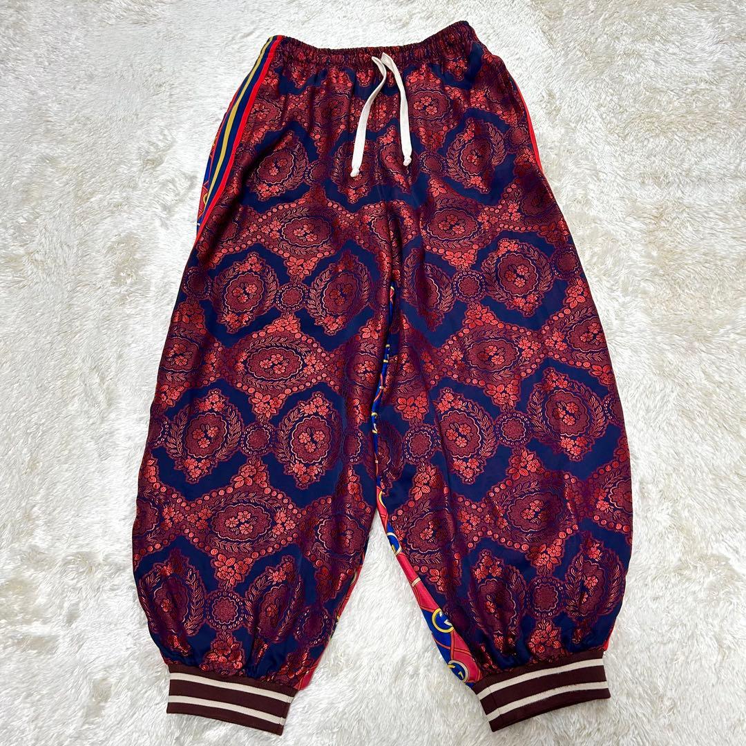 【美品】GUCCI グッチ　シルクジョグパンツ　イージーパンツ　サルエル　総柄