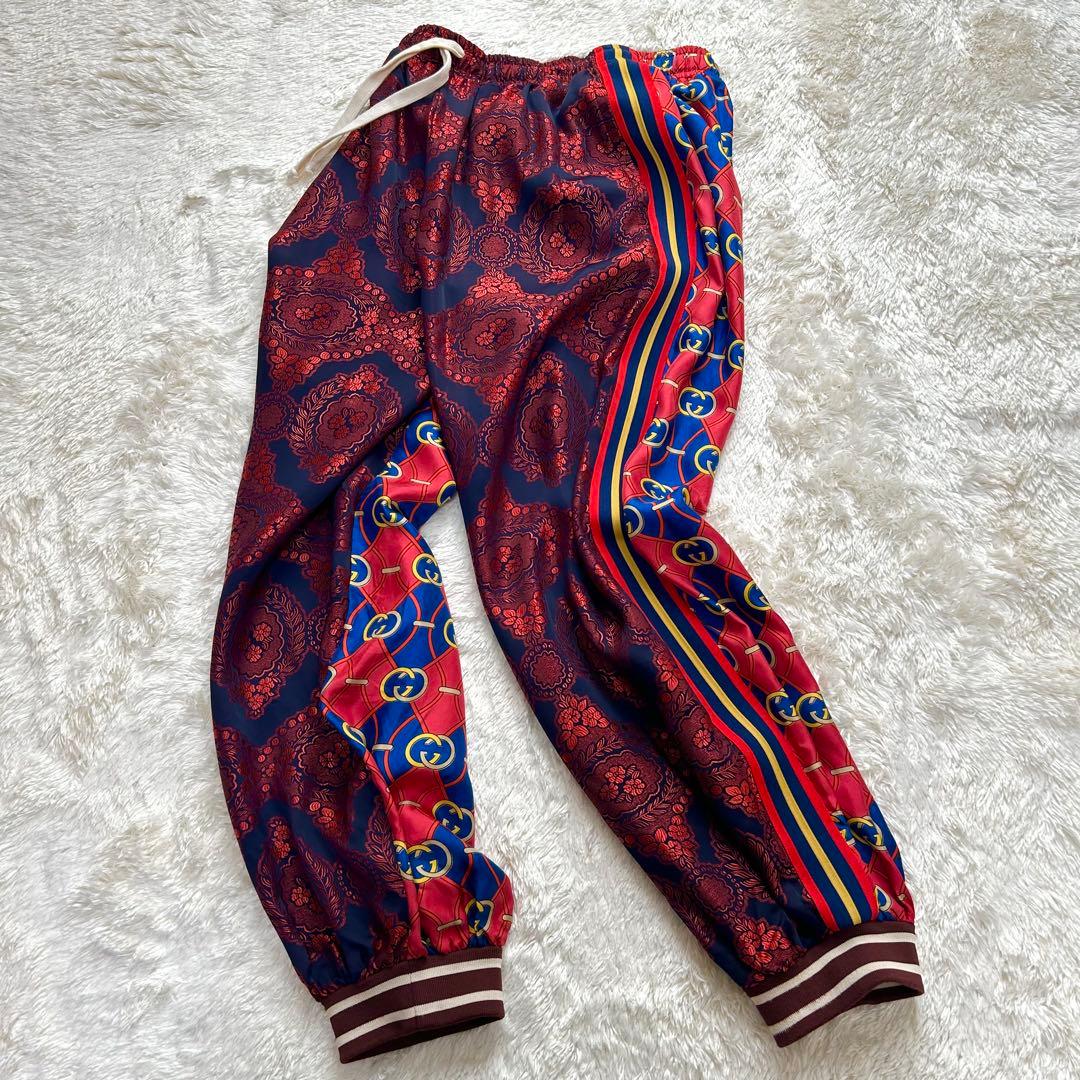 【美品】GUCCI グッチ　シルクジョグパンツ　イージーパンツ　サルエル　総柄