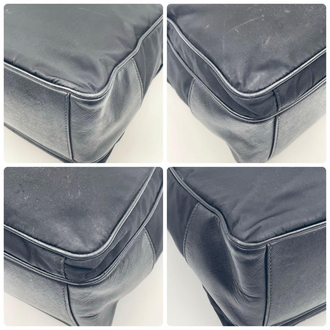 PRADAトートバッグ 2way ビジネス テスートサフィアーノ 三角ロゴ　黒