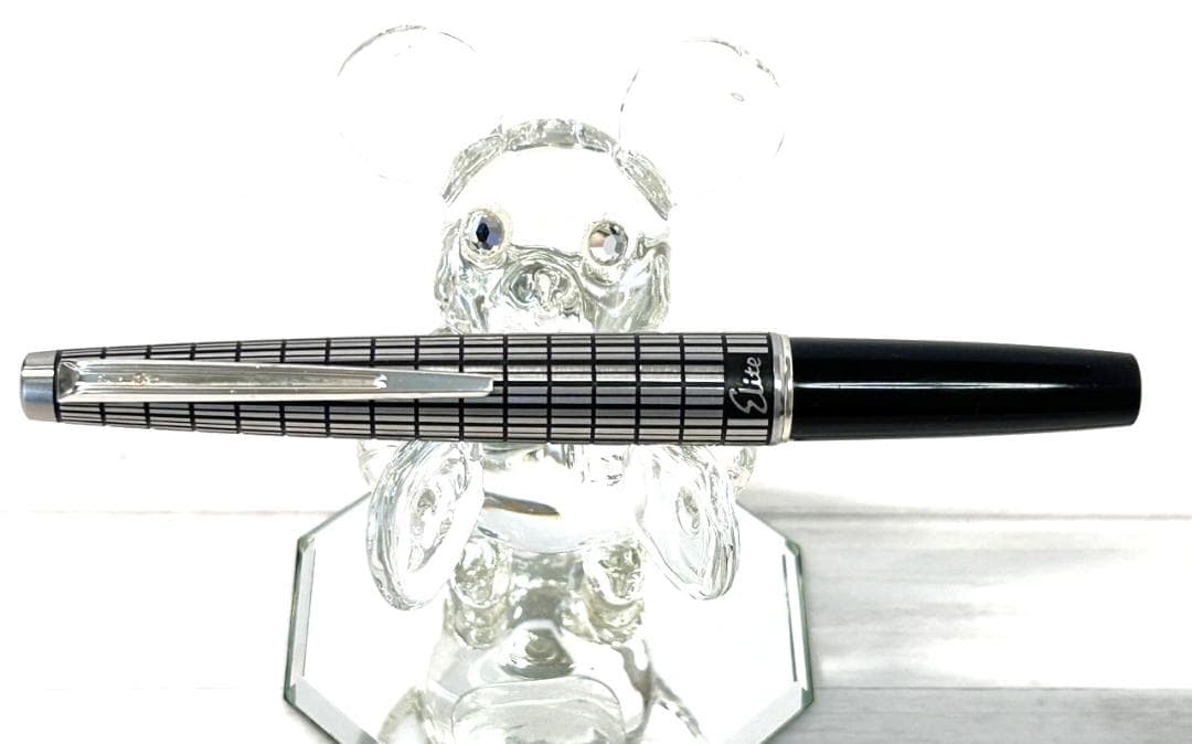 パイロット 万年筆 エリート シルバー格子キャップ 18K 細字 レア U124