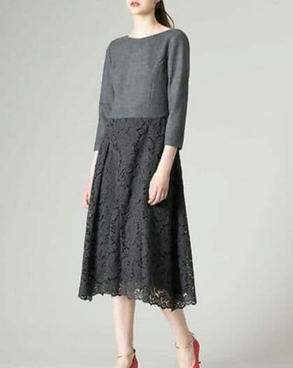アドーア　クラシックレースワンピース　グレー