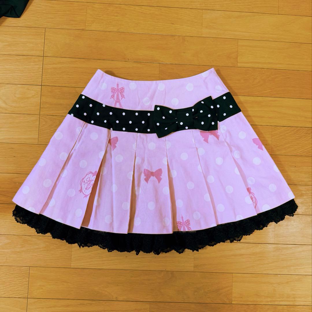 アンジェリックプリティ オリジナルプリント　ピンクドット柄スカート
