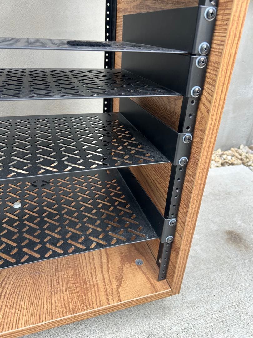 木目調 × スチール製 オーディオラック／AV機器ラック／ラック　キャスター付き