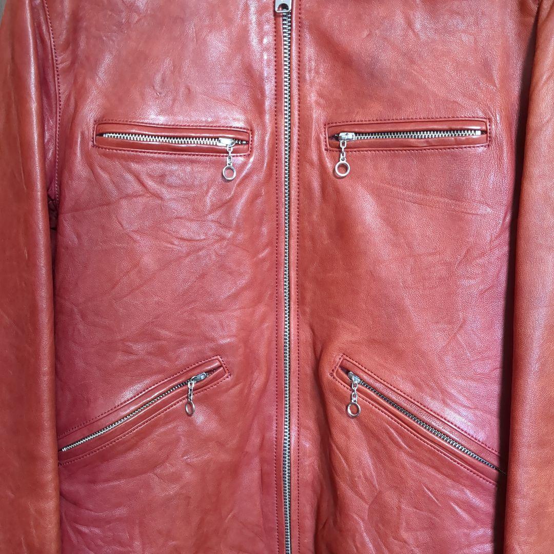 ヒステリックグラマー シングルライダースジャケット 羊革 0263LB01 赤