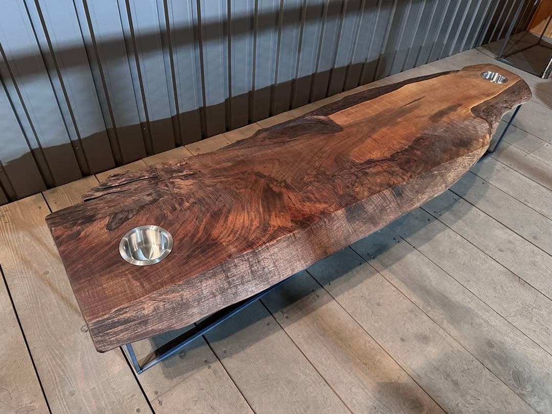 【早い者勝ち！SALE！】　一枚板テーブル　ウォールナット　ベンチ　ローテーブル