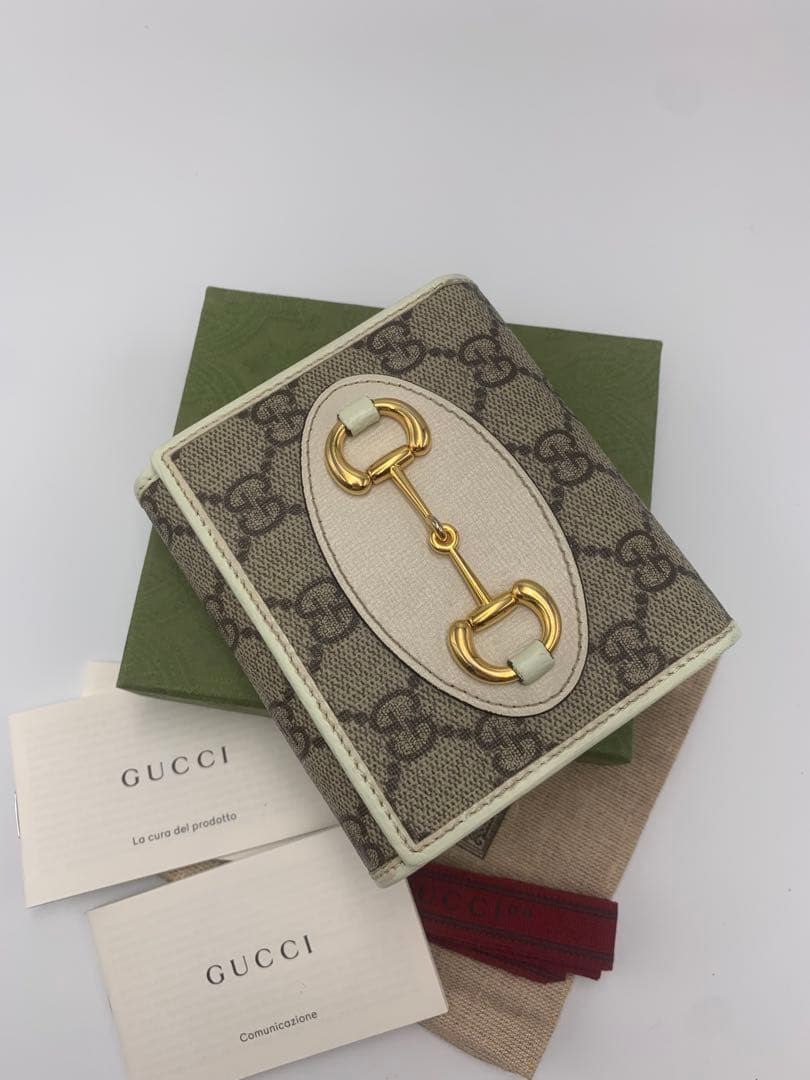 GUCCI グッチ 二つ折り財布 ホースビット GGスプリーム 金具 ロゴP55