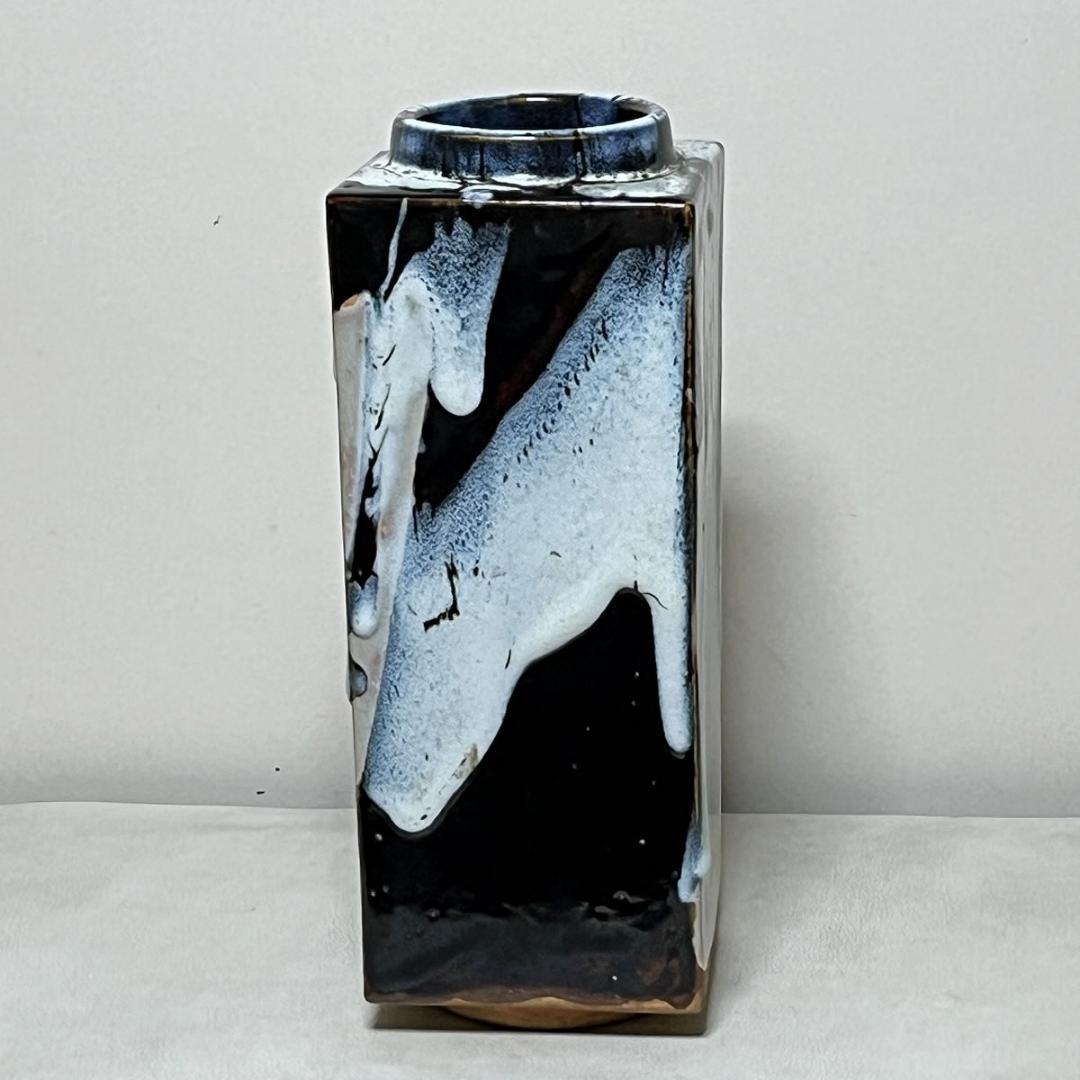 清水六兵衛 瀬戸唐津 四方花入 共箱 花入 花瓶 茶道具 【k3642】