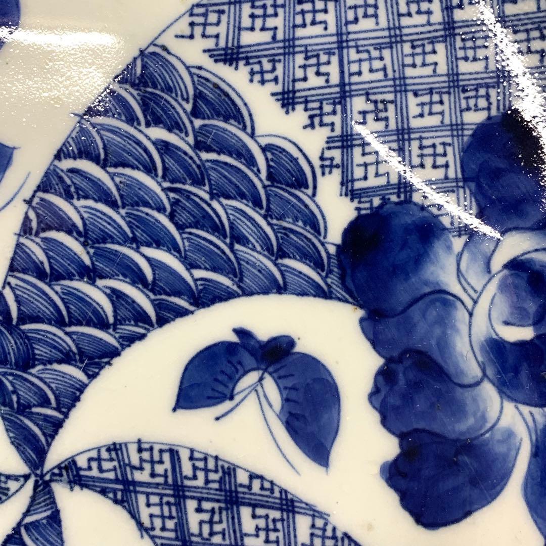 直径 46.6cm ! 大皿 飾り皿 時代物 蝶々 花 昭和レトロ 飾り皿 ③