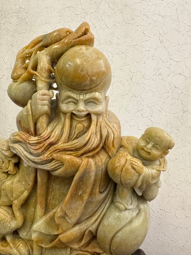 中国　彫刻　仙人　置物　天然石　砡？寿山石？　骨董品　仏