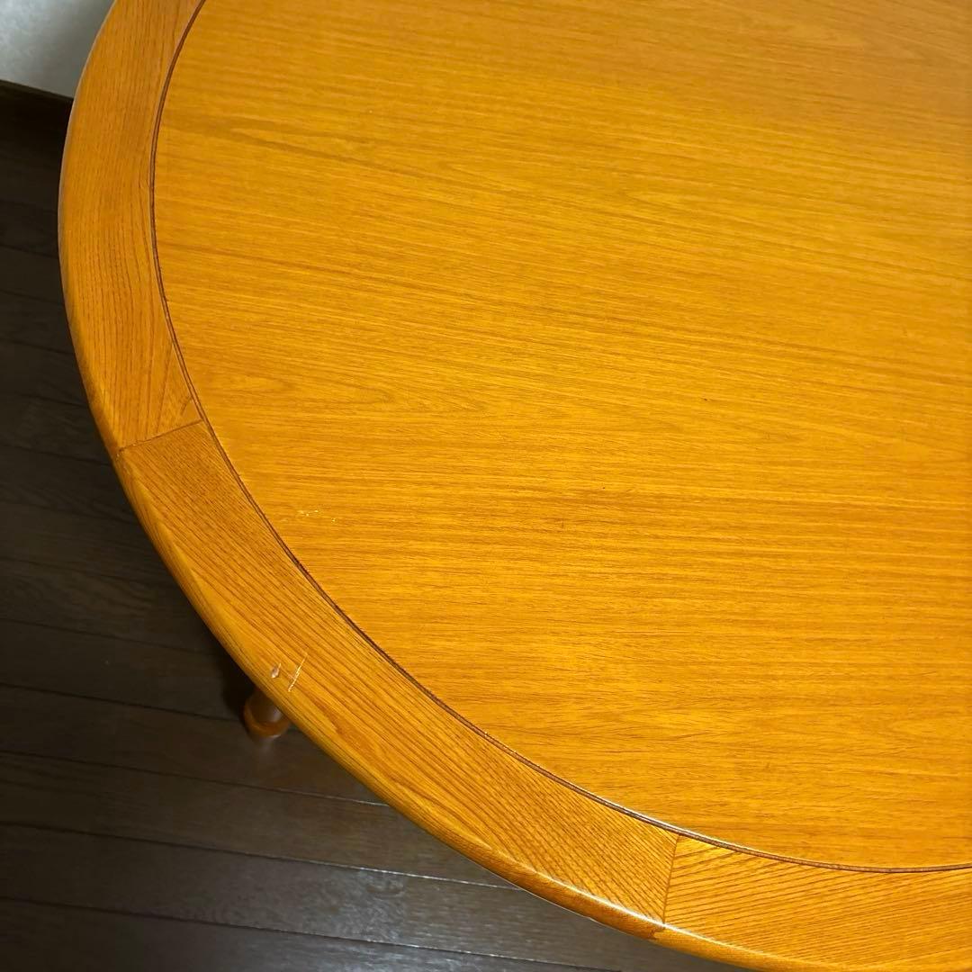 【良品】ヴィンテージ ラウンドテーブル ダイニングテーブル ろくろ脚