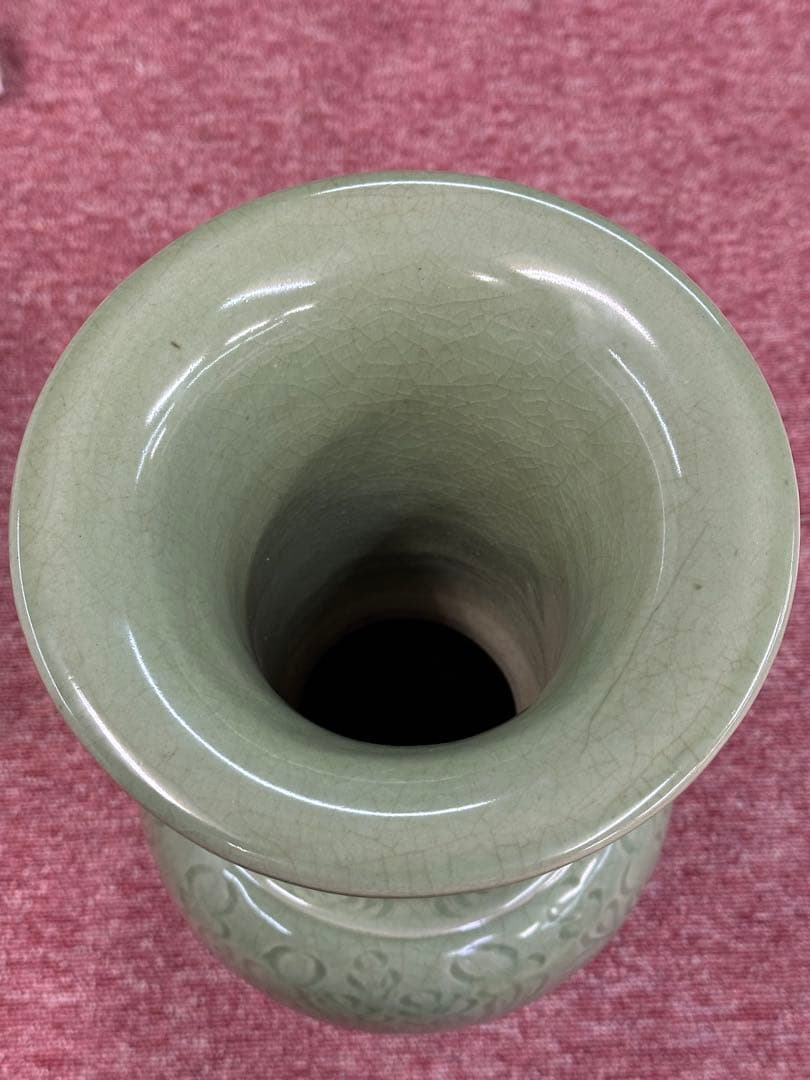 龍泉窑大花瓶 宋時代 花器置物 中國古美術 高 45cm