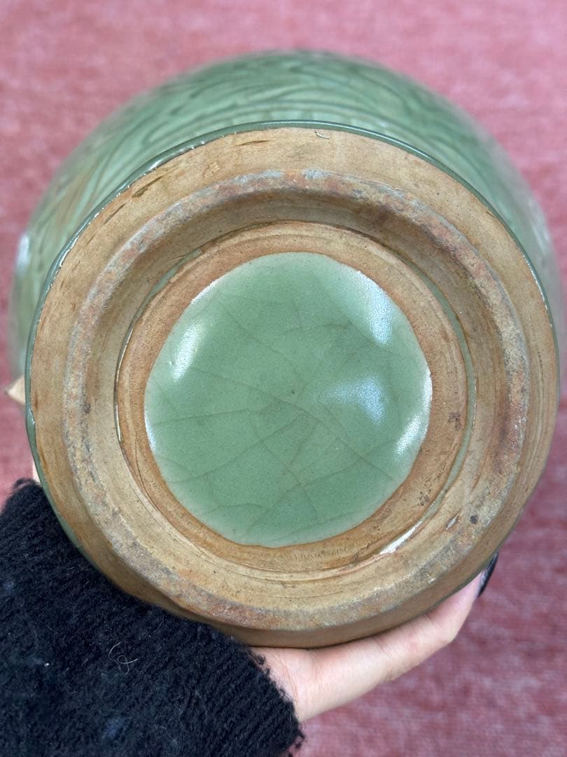 龍泉窑大花瓶 宋時代 花器置物 中國古美術 高 45cm