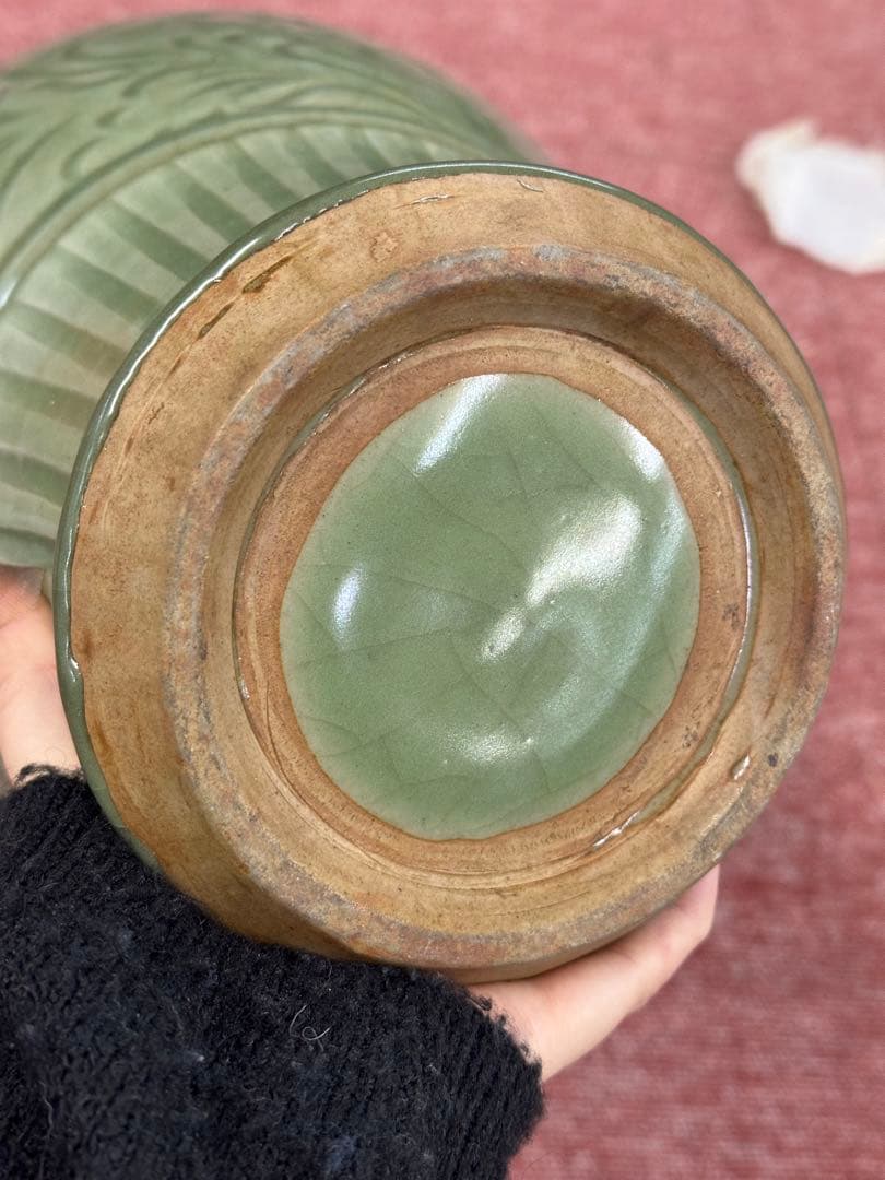 龍泉窑大花瓶 宋時代 花器置物 中國古美術 高 45cm