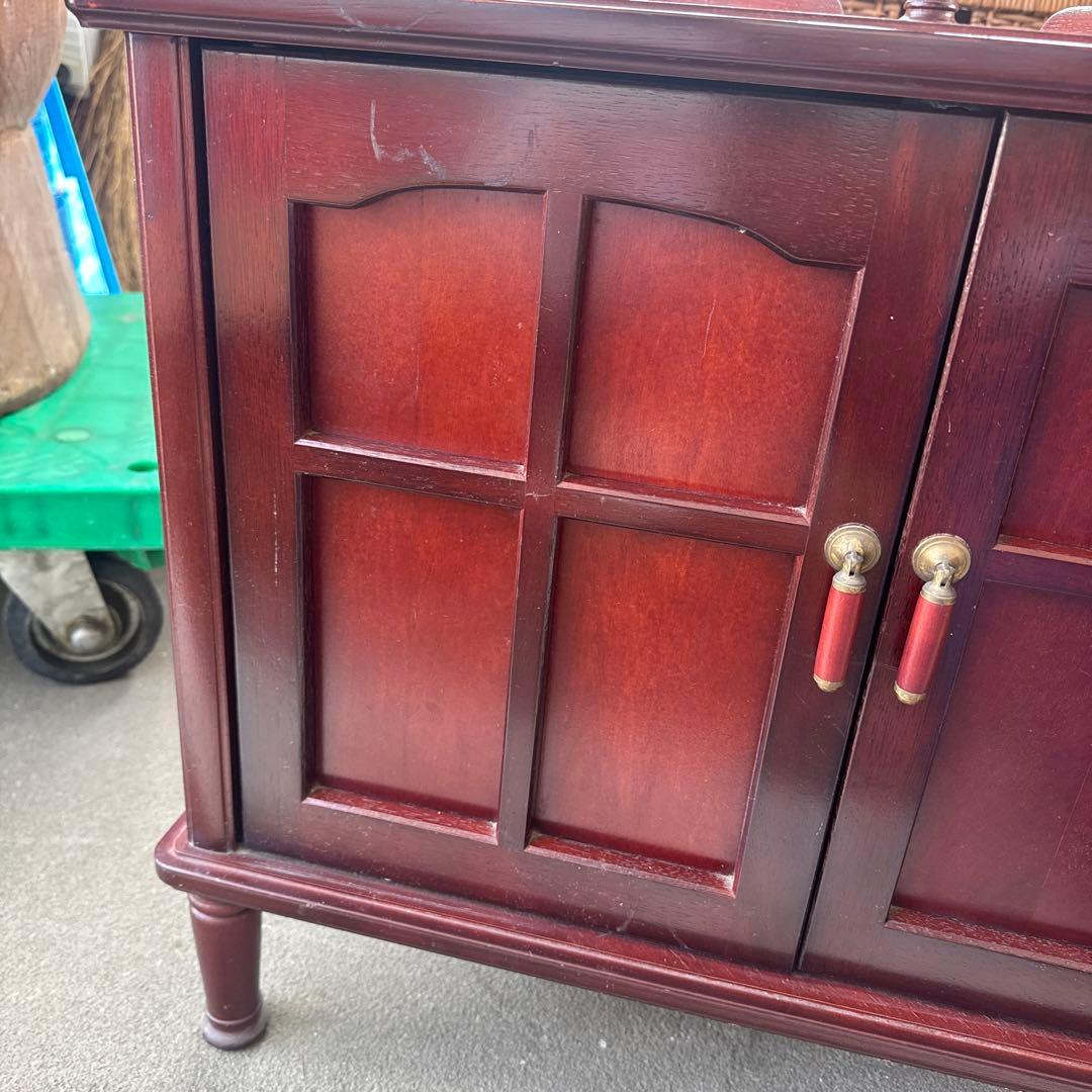 アンティーク　木製キャビネット 2段式 ガラス扉付き