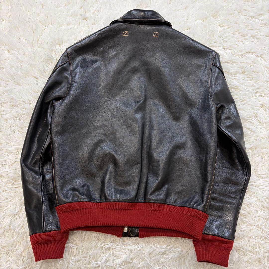【美品】Y’s WORKS ホースハイド A-2 レザージャケット 赤リブ 38