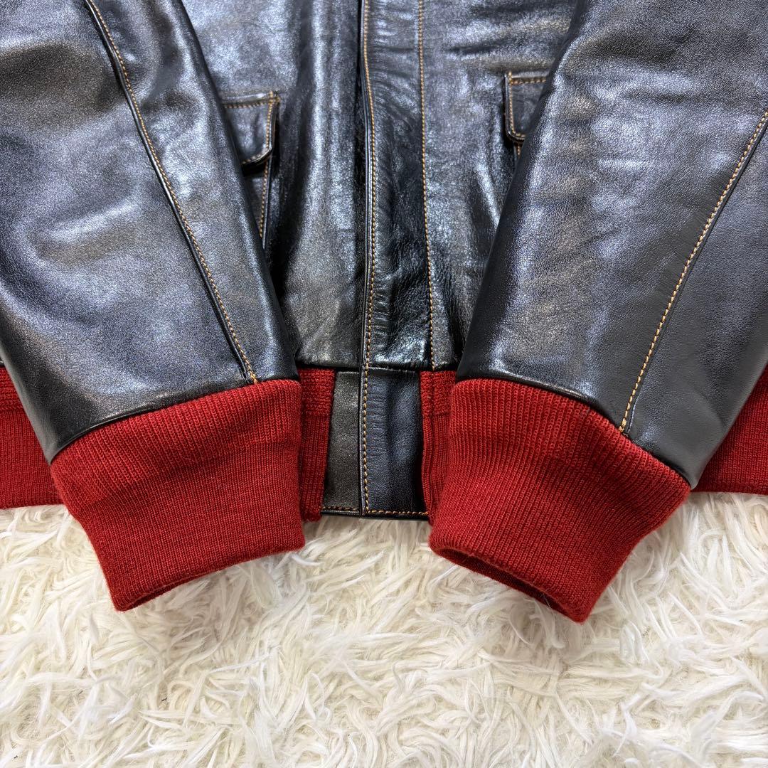 【美品】Y’s WORKS ホースハイド A-2 レザージャケット 赤リブ 38