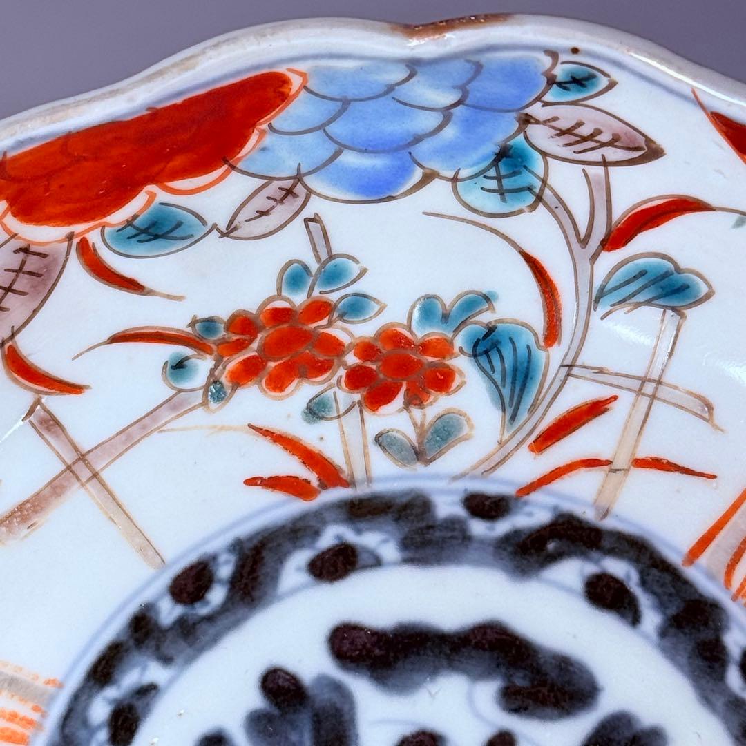 江戸期　古伊万里　染錦花蝶図膾皿　七客　なます皿　古器を楽しむ　料理屋　収集家