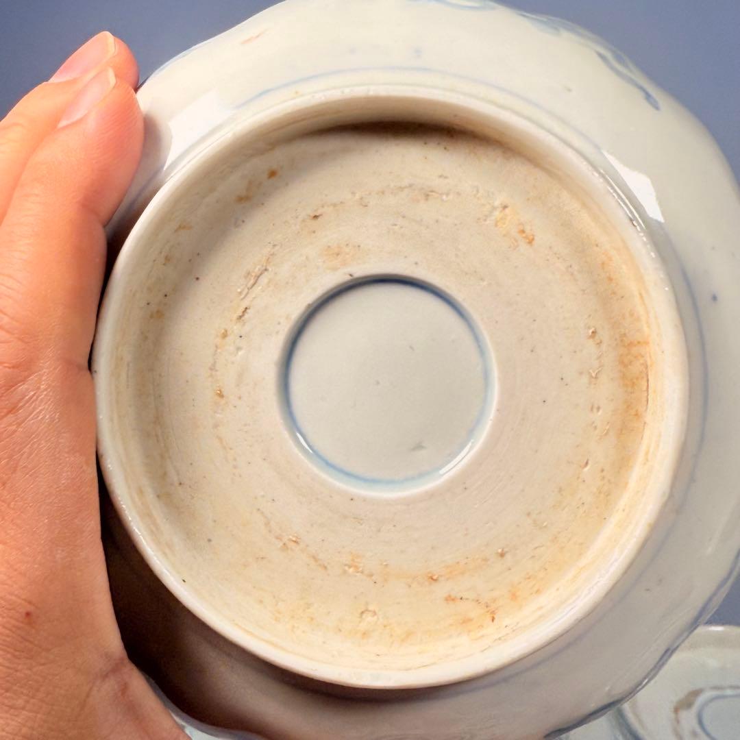 江戸期　古伊万里　染錦花蝶図膾皿　七客　なます皿　古器を楽しむ　料理屋　収集家