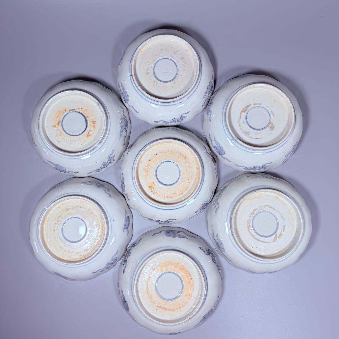 江戸期　古伊万里　染錦花蝶図膾皿　七客　なます皿　古器を楽しむ　料理屋　収集家