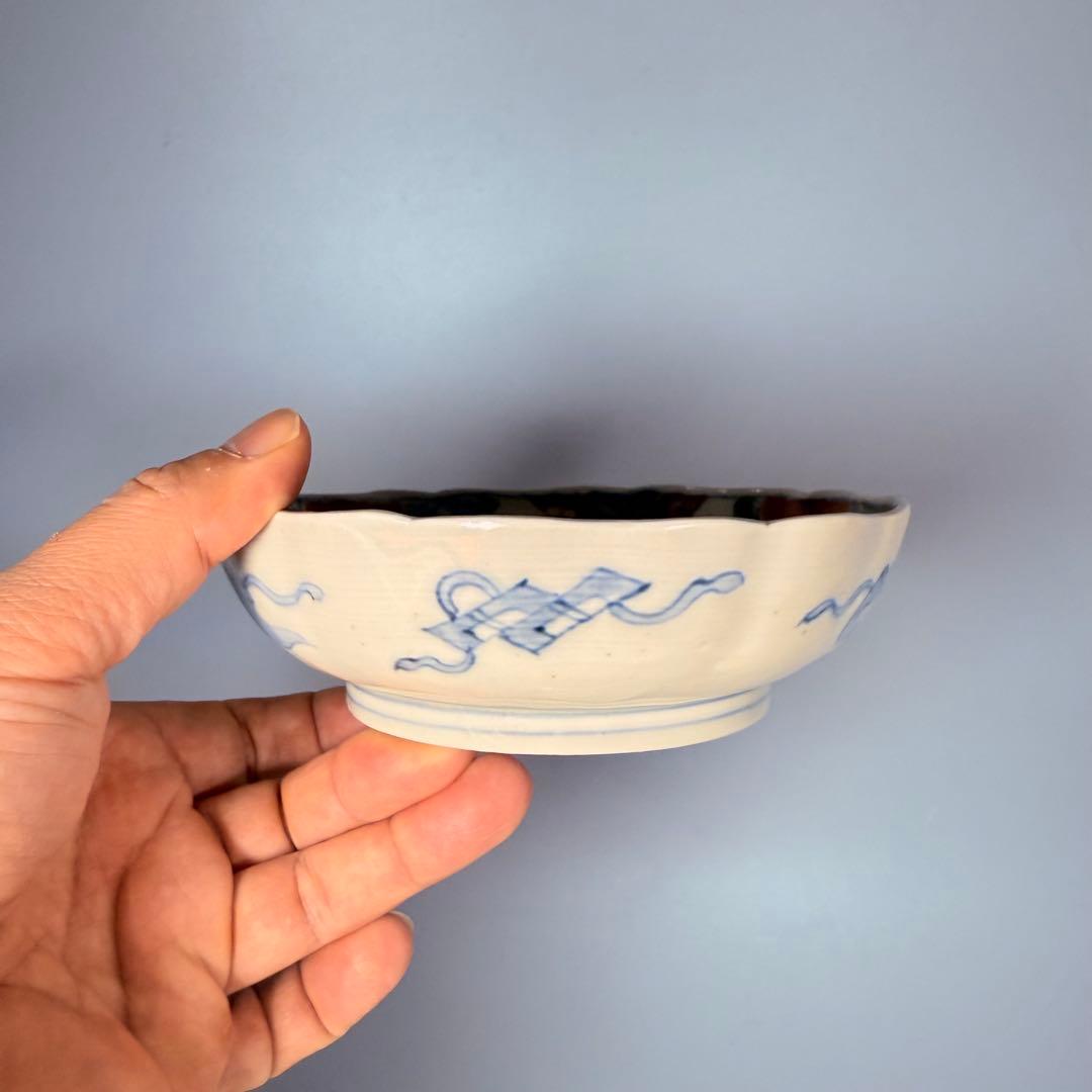 江戸期　古伊万里　染錦花蝶図膾皿　七客　なます皿　古器を楽しむ　料理屋　収集家