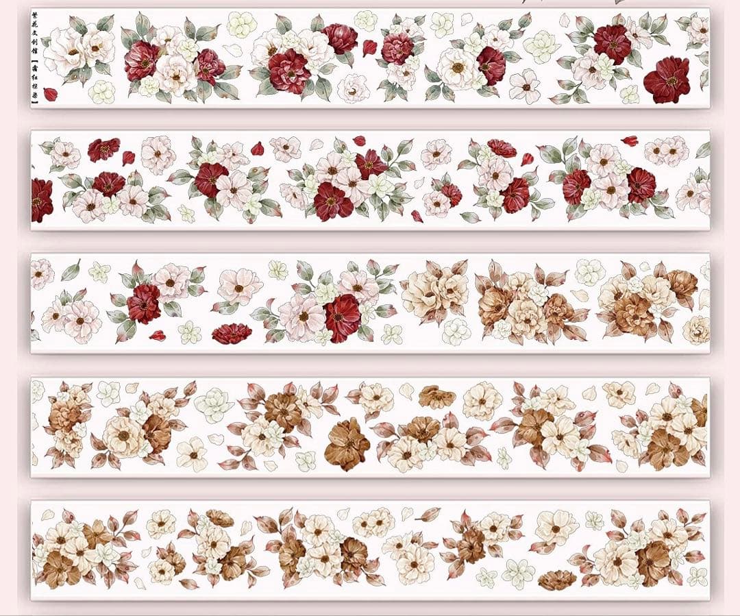 繁花文创《霜红棕染》海外マスキングテープ　マステ 【2663】