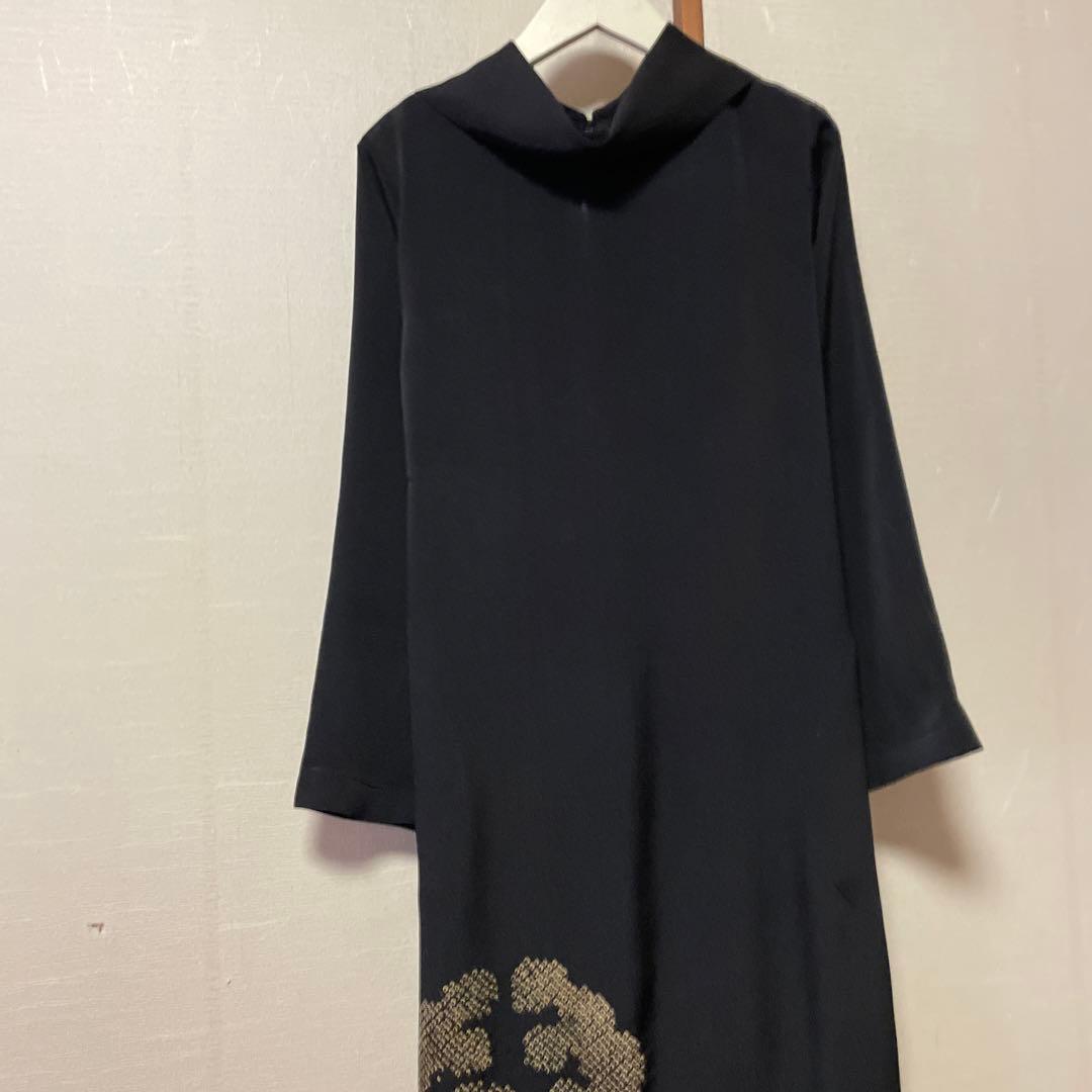 正絹黒絞り入りワンピース