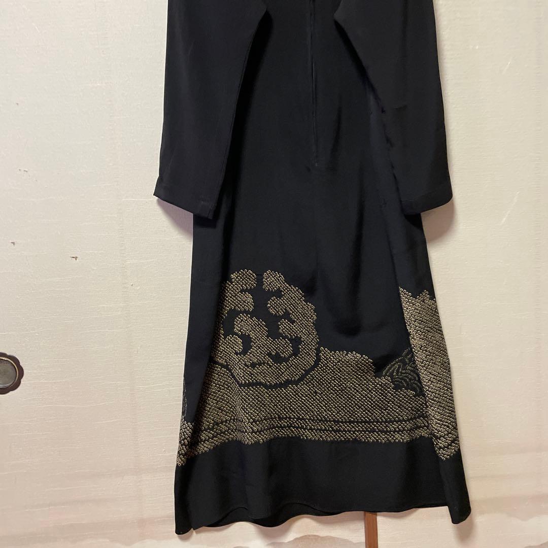 正絹黒絞り入りワンピース