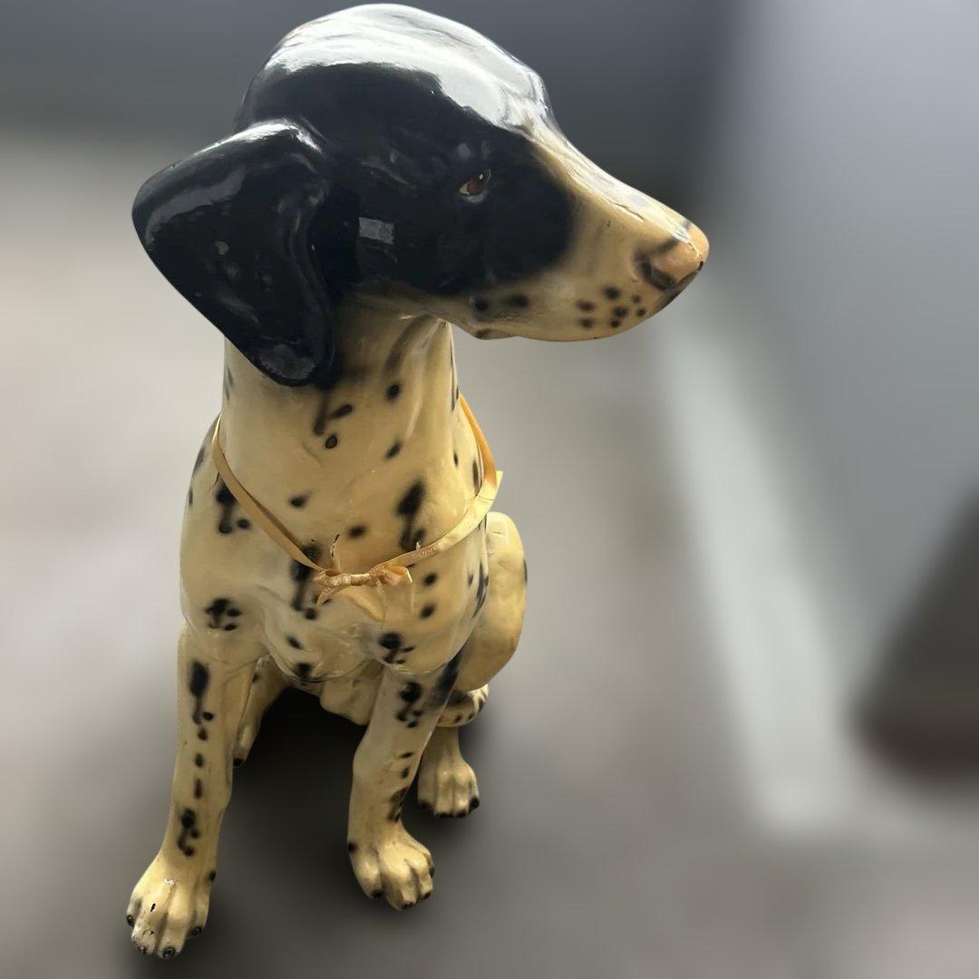 しぃーちゃんヴィンテージ犬の置物 ダルメシアンオブジェ 木製風