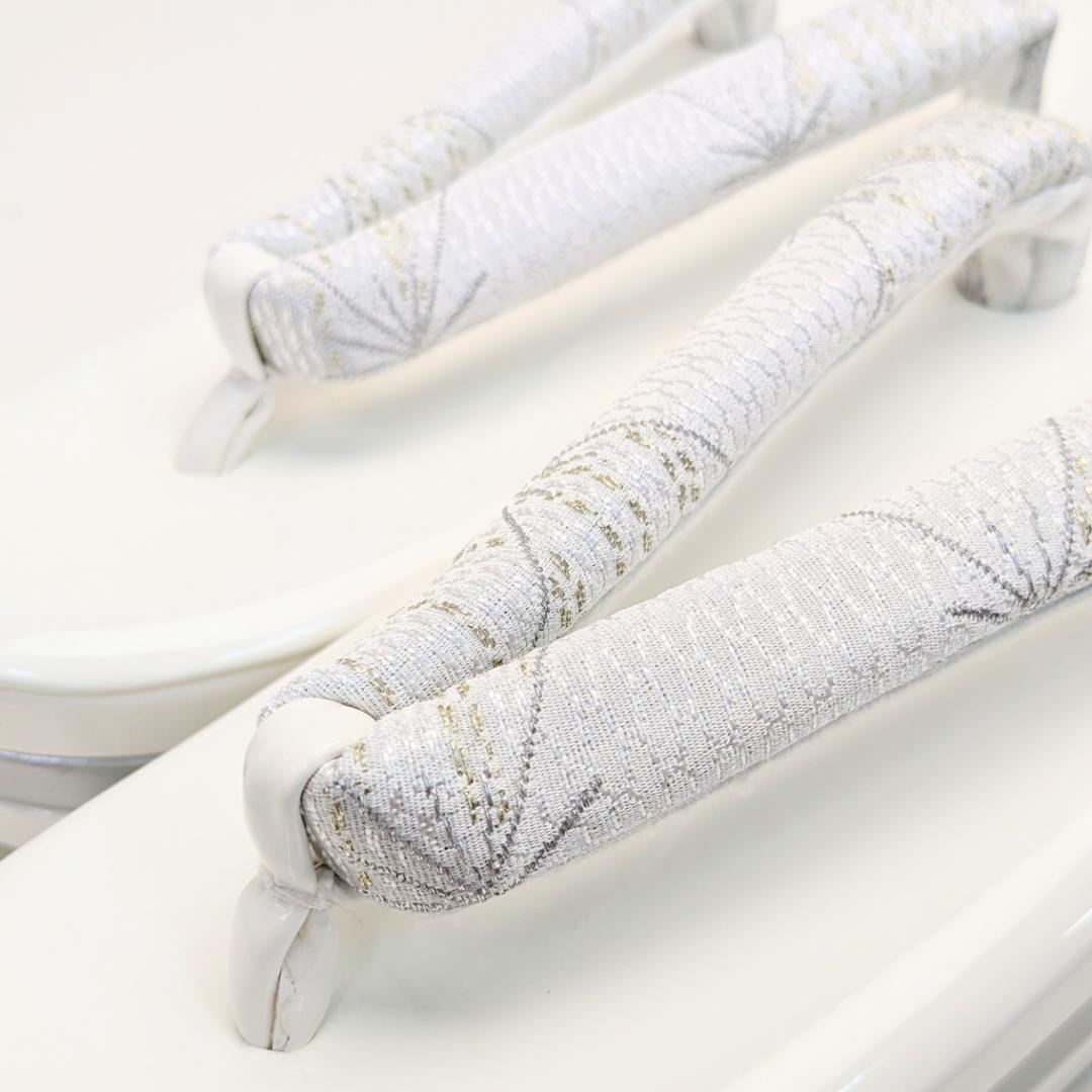 和装 草履バッグセット 帯地 菱 白×銀 3枚芯 フリーサイズ k16-9