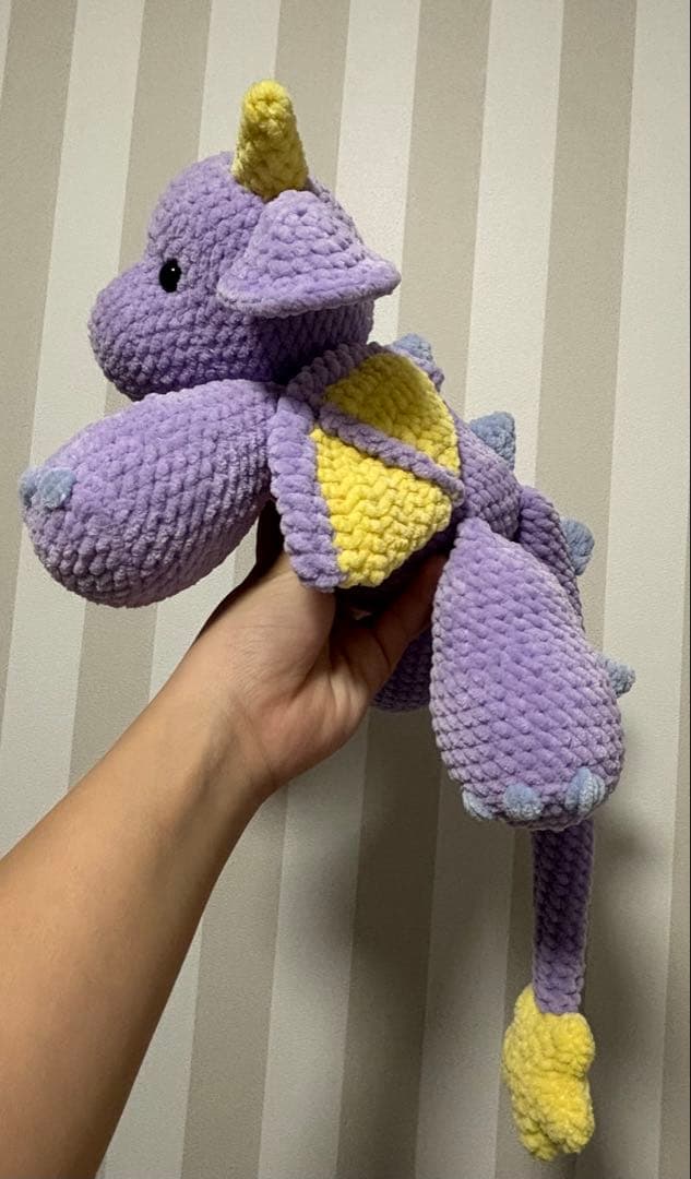 紫と黄色のドラゴンのあみくる 約55cm