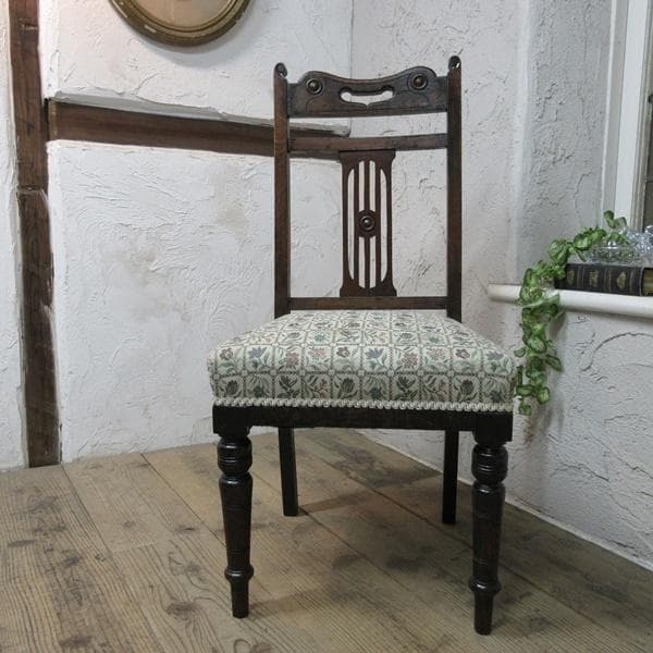 イギリス アンティーク 家具 ダイニングチェア 張りぐるみ椅子 英国 4206d