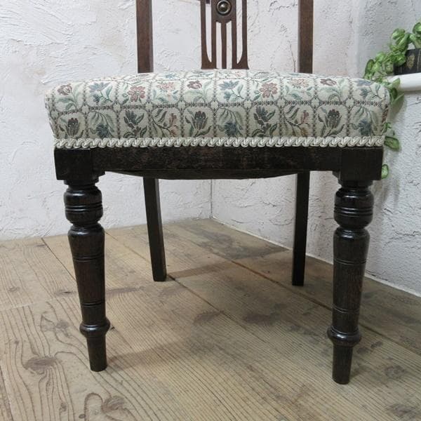 イギリス アンティーク 家具 ダイニングチェア 張りぐるみ椅子 英国 4206d