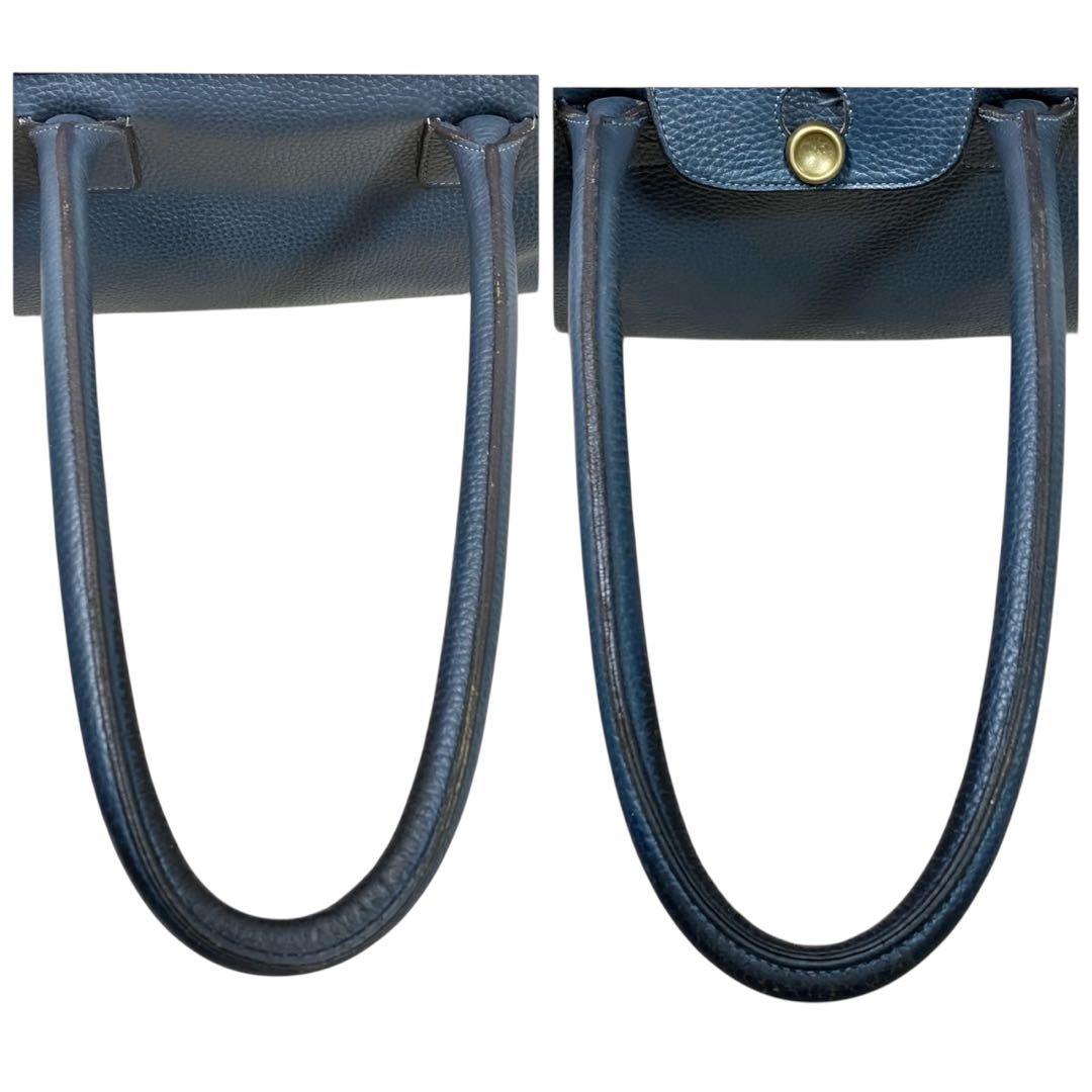 トフアンドロードストーン トートバッグ ルーフボタン レザー A4 ネイビー