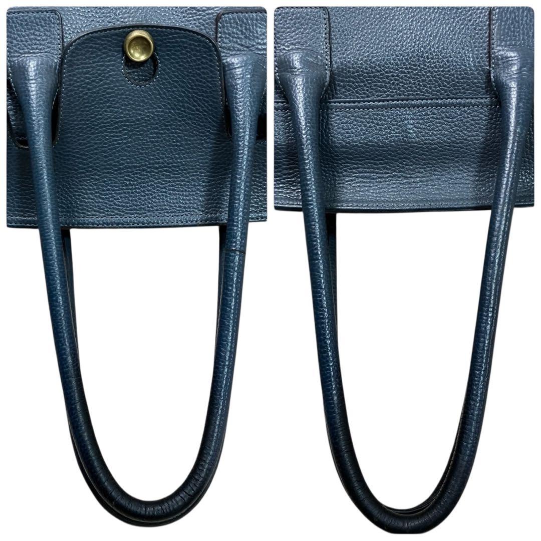 トフアンドロードストーン トートバッグ ルーフボタン レザー A4 ネイビー