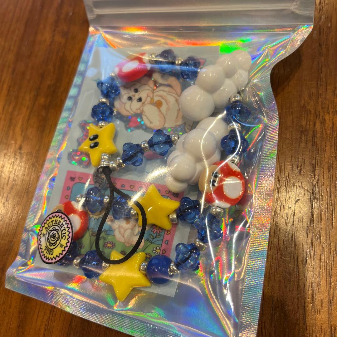 【string Ting】スマホストラップ　ニンテンドーマリオ　スター　キノコ