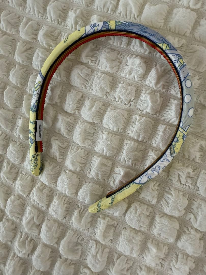 (中古)Hermèsエルメス アートプリント ヘアバンド/黄色カチューシャ