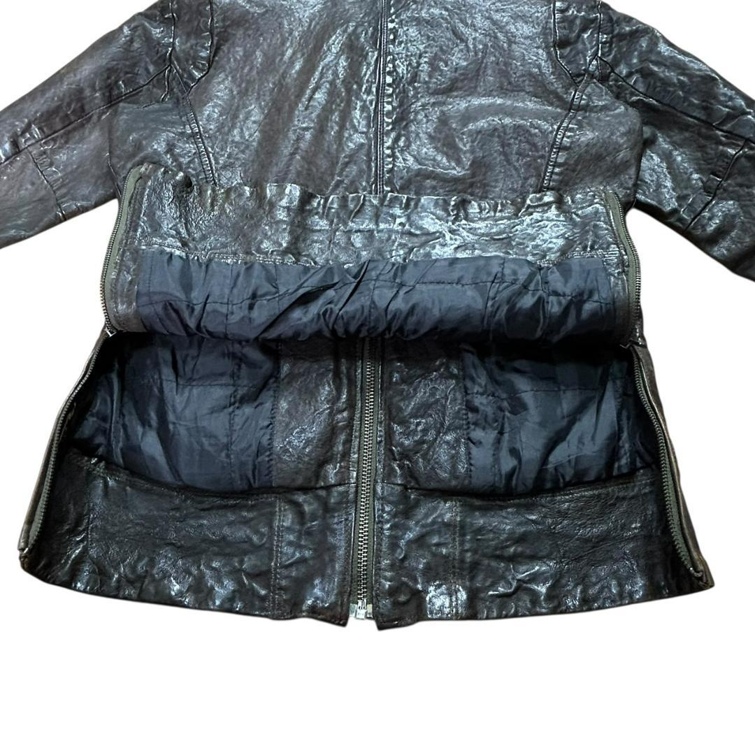 DIESEL ディーゼル レザー シングルライダース 羊革 シワ加工 S