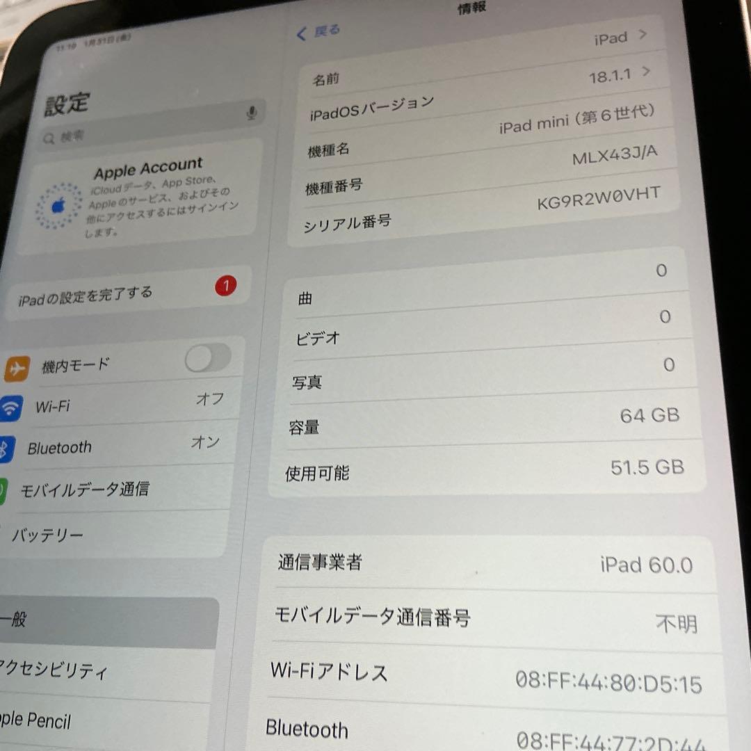 ipad mini 第6世代　Cellular model美品